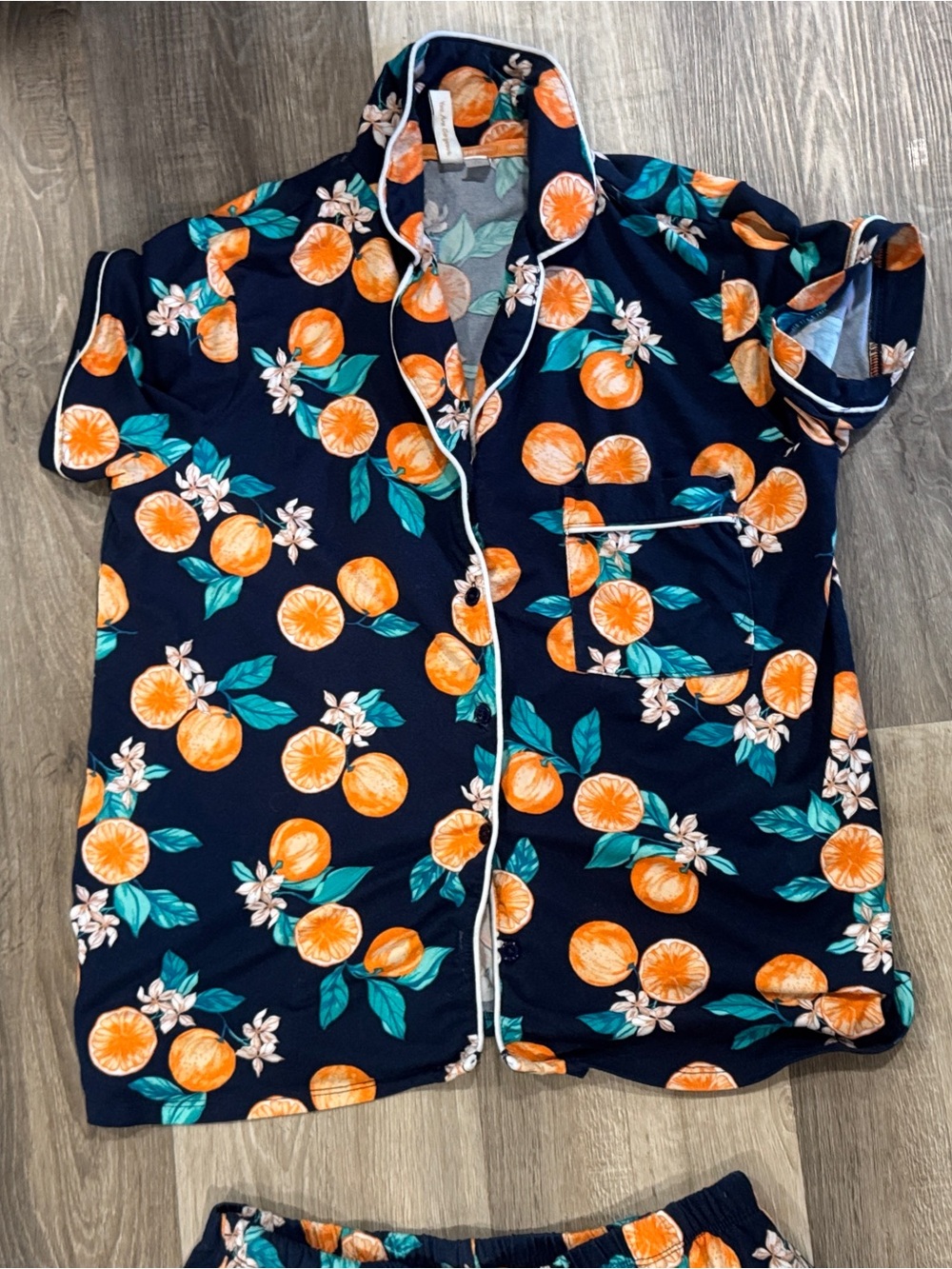 Women’s Navy Orange Citrus Pajama Set - Picture 6 of 12
